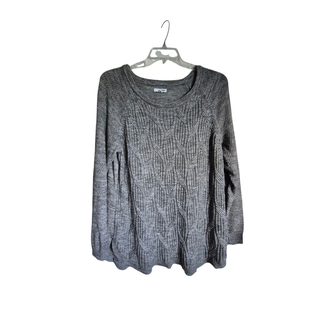 Sonoma Women’s Sweater 2X – Gray Cable Knit Cotton Blend Y2K Oversize, Excellent